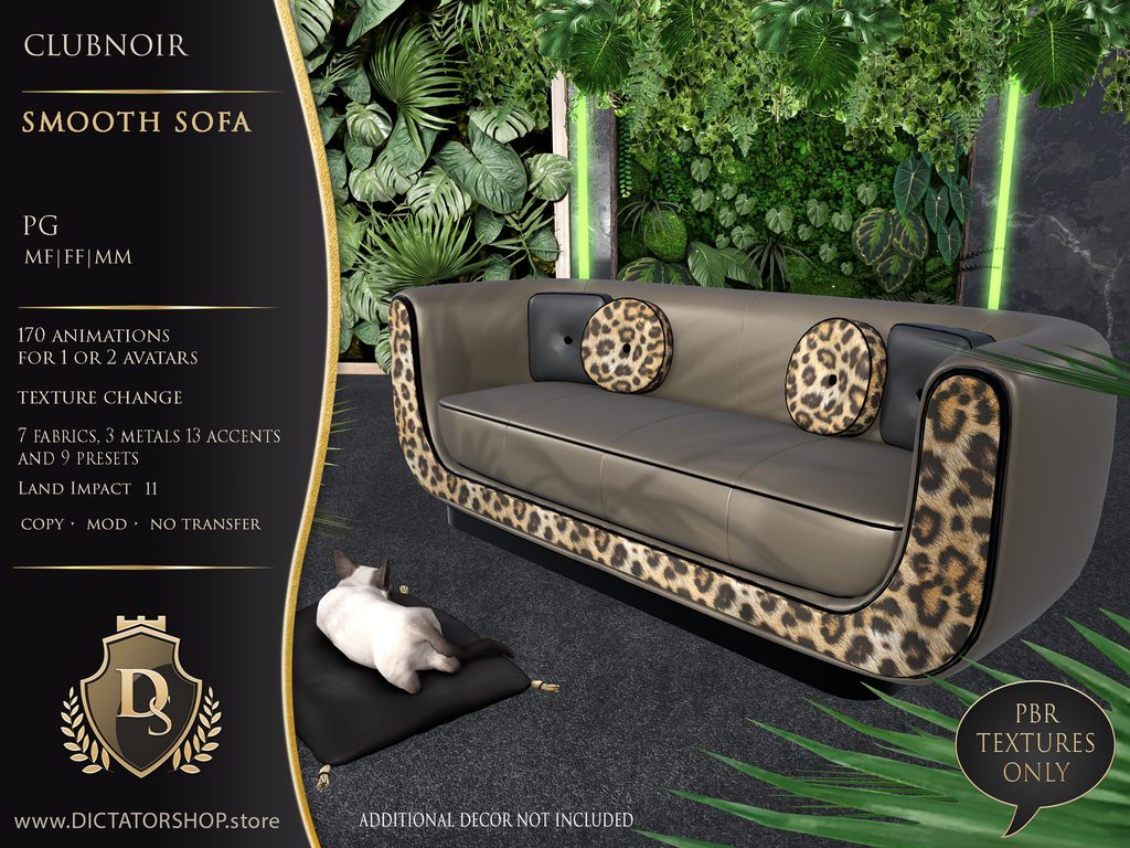 ClubNoir Smooth Sofa, PG version